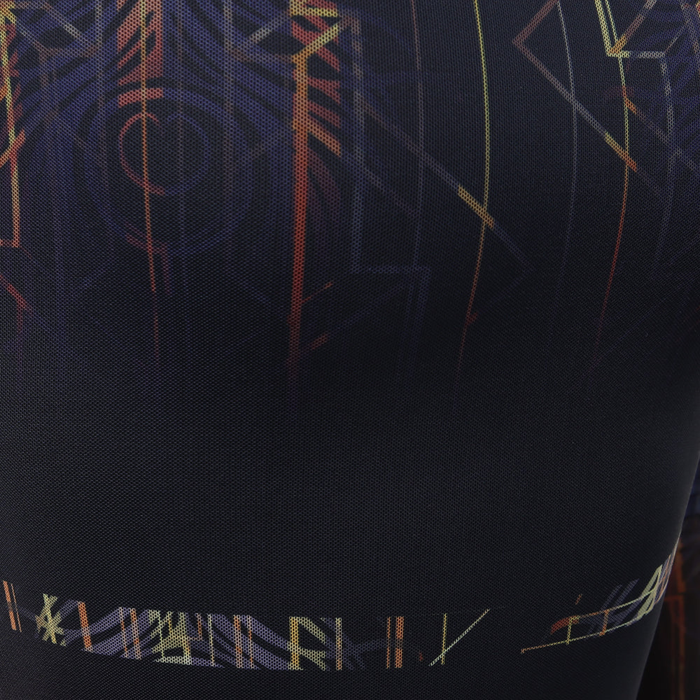 Deco Vertical Lines Mesh Unitard