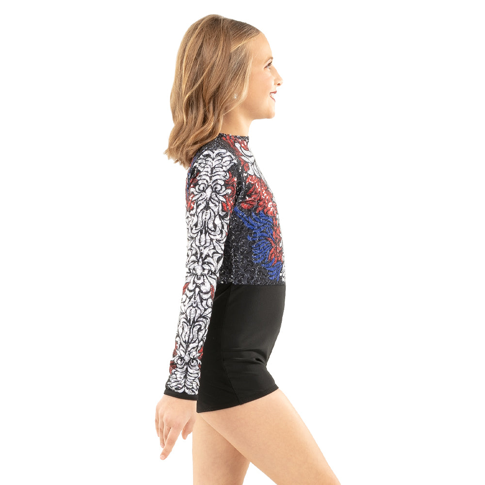 Youth Floral Sequin Biketard