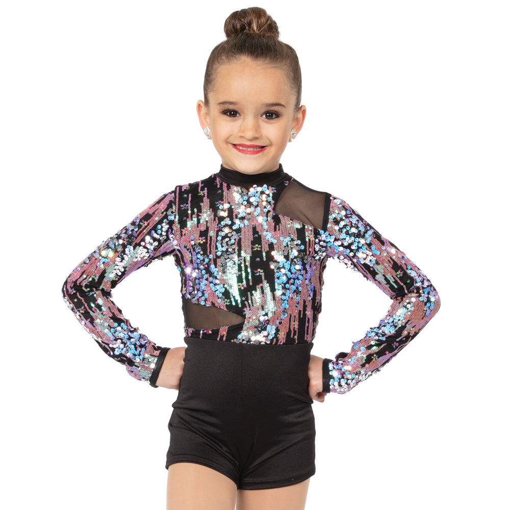Alexandra Collection Youth Iridescent Sequin Biketard