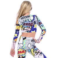 Long Sleeve Pop Art Crop Top