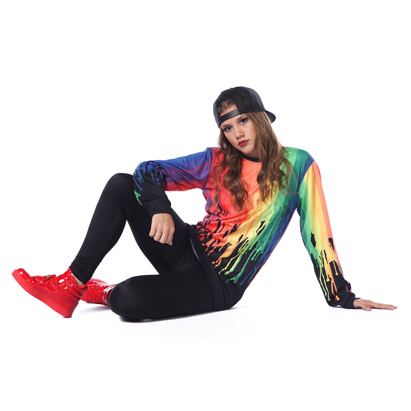 Colorful Paint Drip Long Sleeve Tee