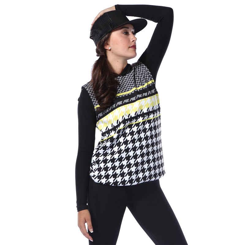 Houndstooth Cut Off Hoodie