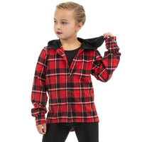 Girls Alexandra Collection Plaid Button Up Shirt w/ Hoodie