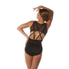 V-Neck Mesh Keyhole Leotard