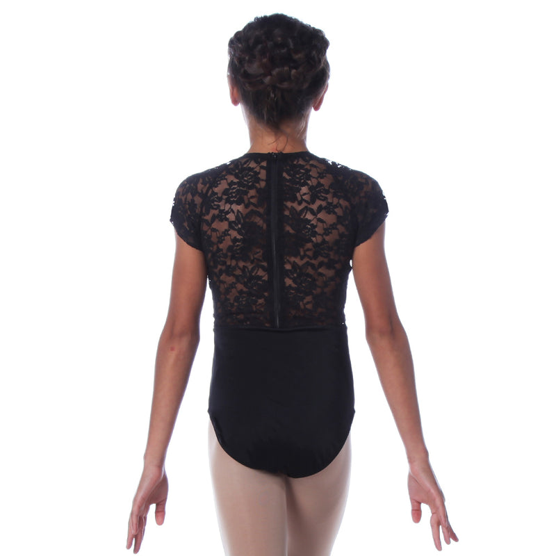 Youth Sweetheart Lace Cap Sleeve Dance Leotard