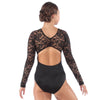 Alexandra Plunge Lace Long Sleeve Leotard