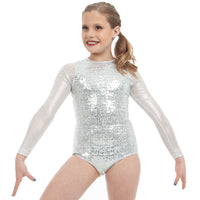 Youth Sequin Raglan Mesh Sleeve Leotard