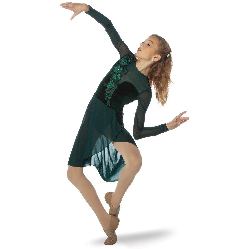 Alexandra Velvet Long Sleeve Skirted Leotard