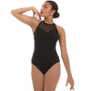 Sweetheart Mesh High Neck Scoop Back Leotard