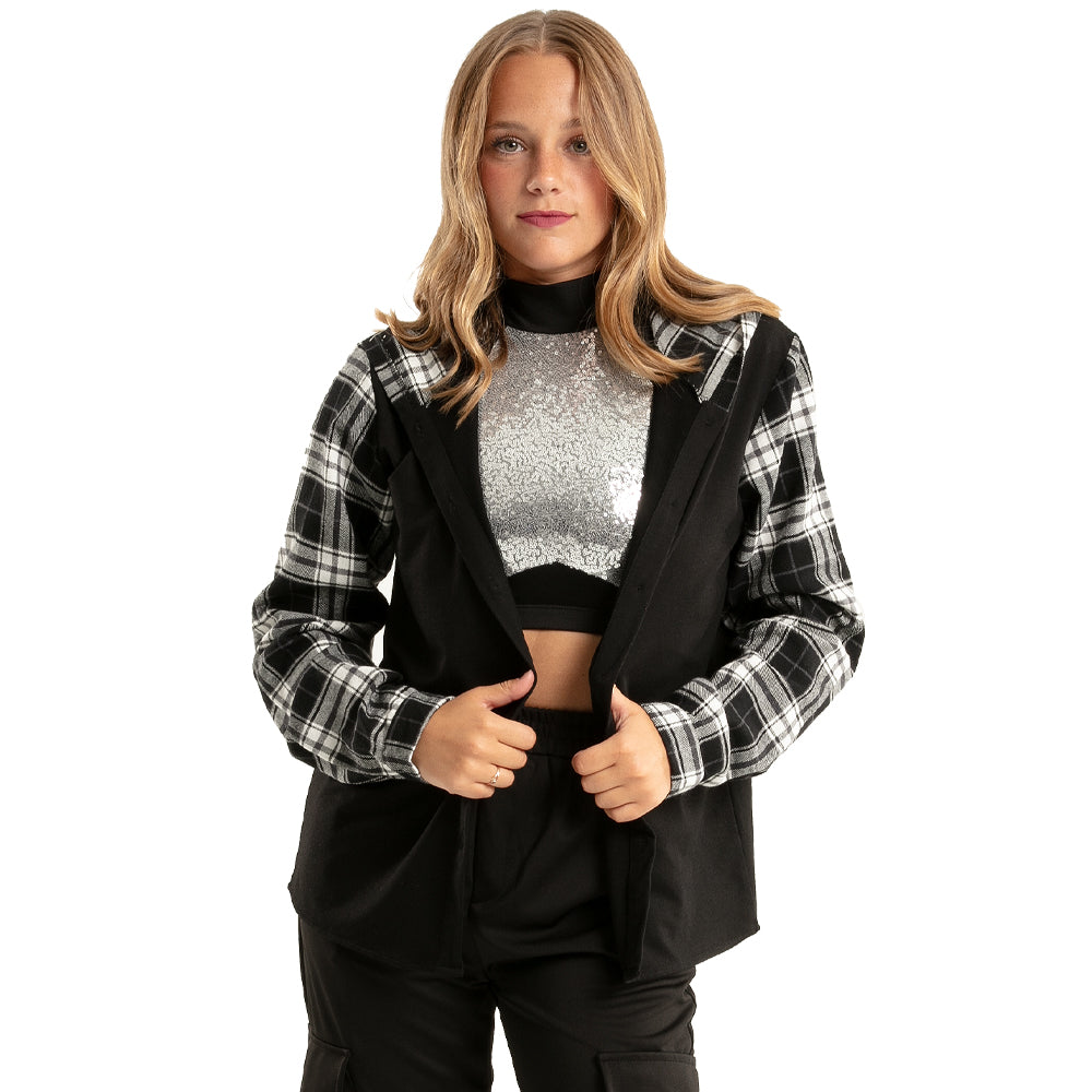 Long Sleeve Hooded Plaid Shirt