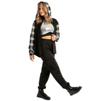 Long Sleeve Hooded Plaid Shirt