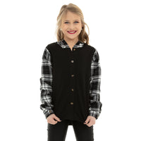 Youth Long Sleeve Hooded Plaid Shirt