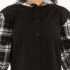 Long Sleeve Hooded Plaid Shirt