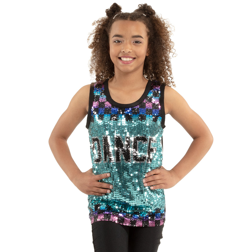 Youth Ombre Checker Dance Sequin Jersey