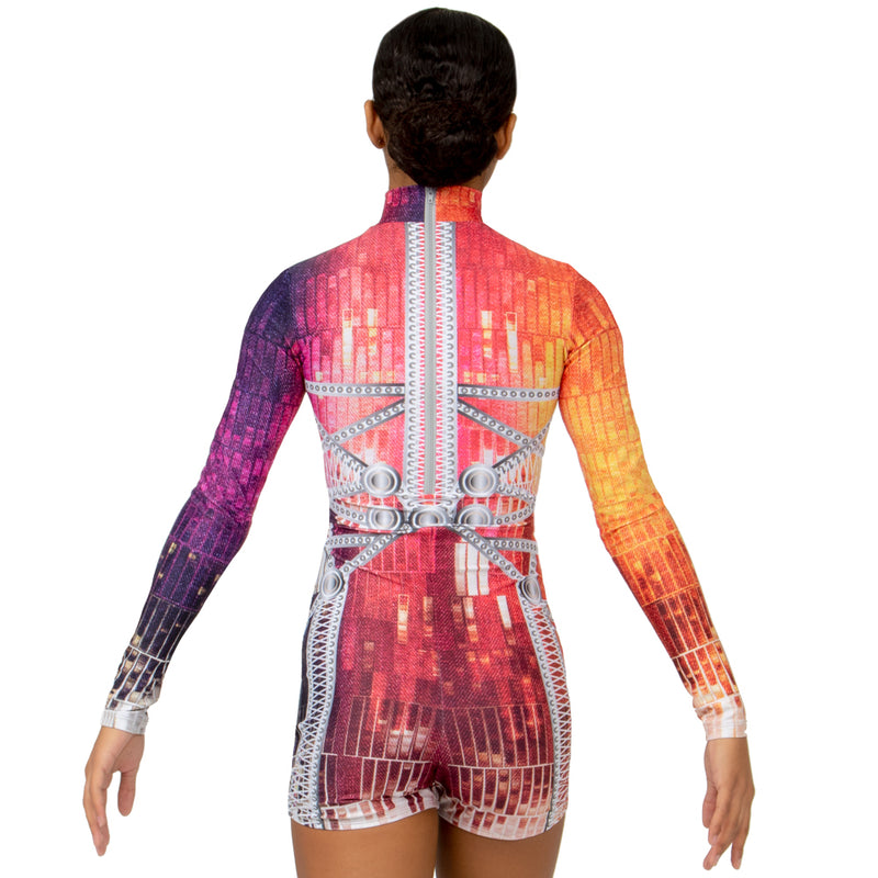 Youth Ombre Matrix Long Sleeve Biketard