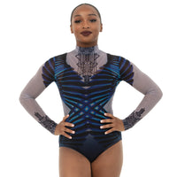 Feather Criss Cross Mesh Leotard