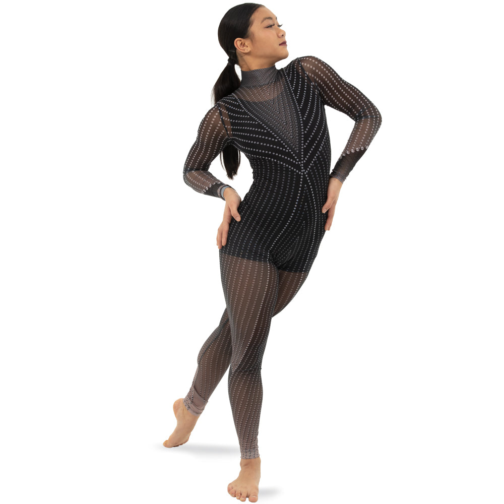 Black Studs Mesh Unitard