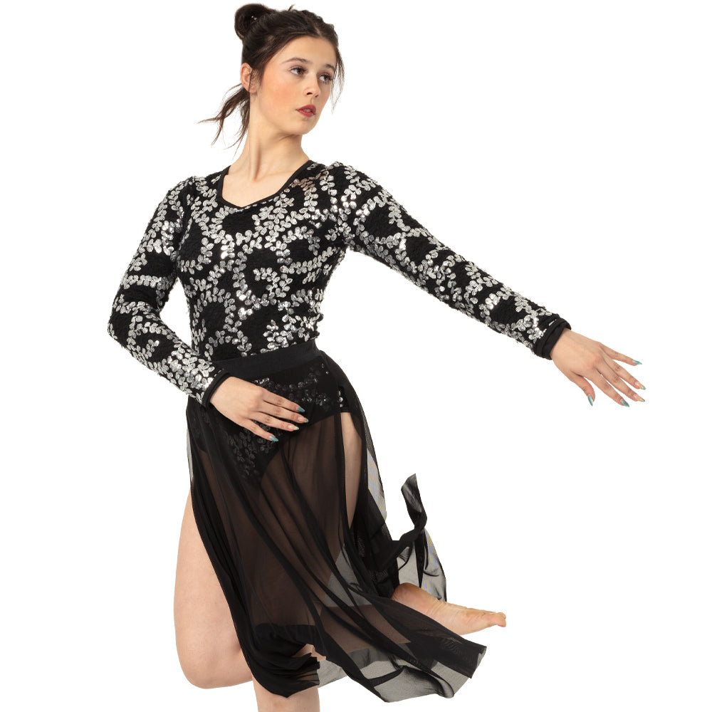 Light it Up Sequin Lace Long Sleeve Leotard