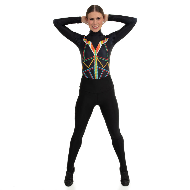 Come Alive Long Sleeve Rhinestoned Leotard