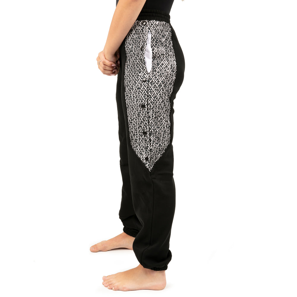 Fishnet Mesh Panel Joggers