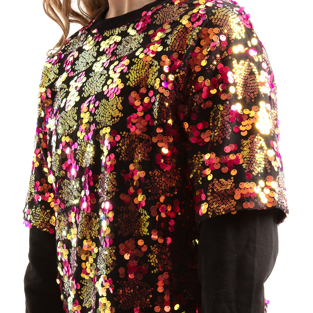 Sequin Layered 2-1 Long Sleeve Shirt