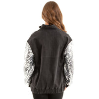 Full Zip Denim and Sequin Jacket