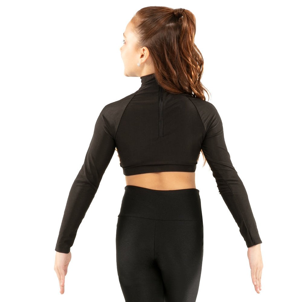 Youth Long Sleeve Sequin Performance Crop Top