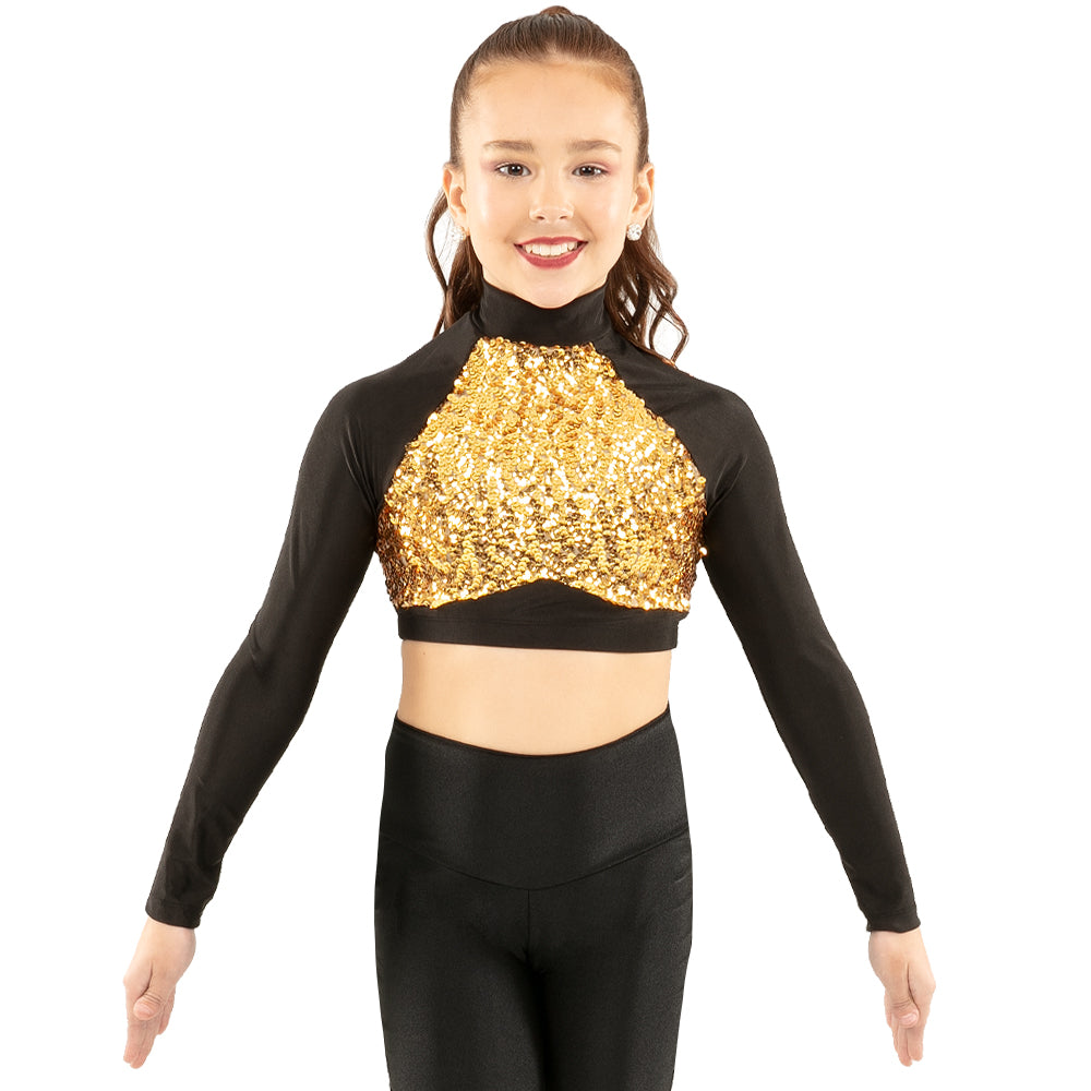 Youth Long Sleeve Sequin Performance Crop Top