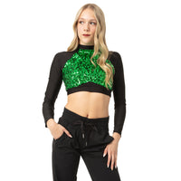 Youth Long Sleeve Sequin Performance Crop Top