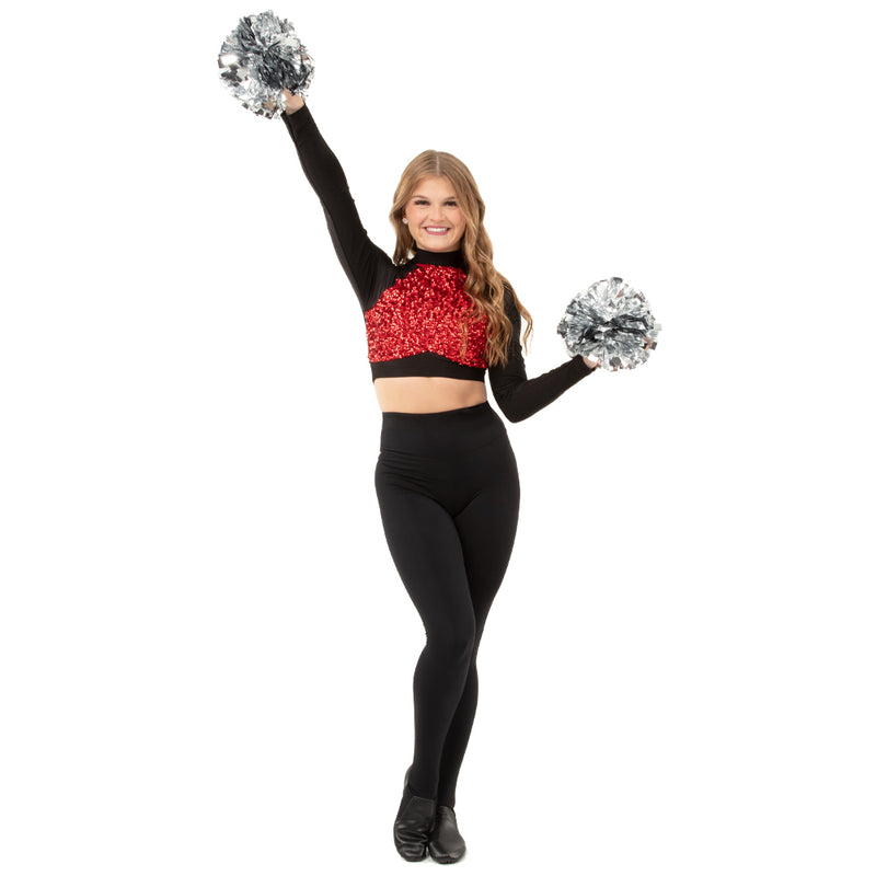 Long Sleeve Sequin Performance Crop Top