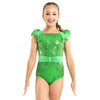 Youth Fancy Ruffle Sleeve Sequin Leotard