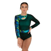 Youth Simply the Best Mesh Sequin Keyhole Long Sleeve Leotard