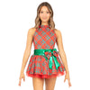 Holiday Plaid Halter Dress