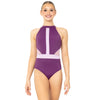 Youth Halter Cut Out Mesh Open Back Leotard