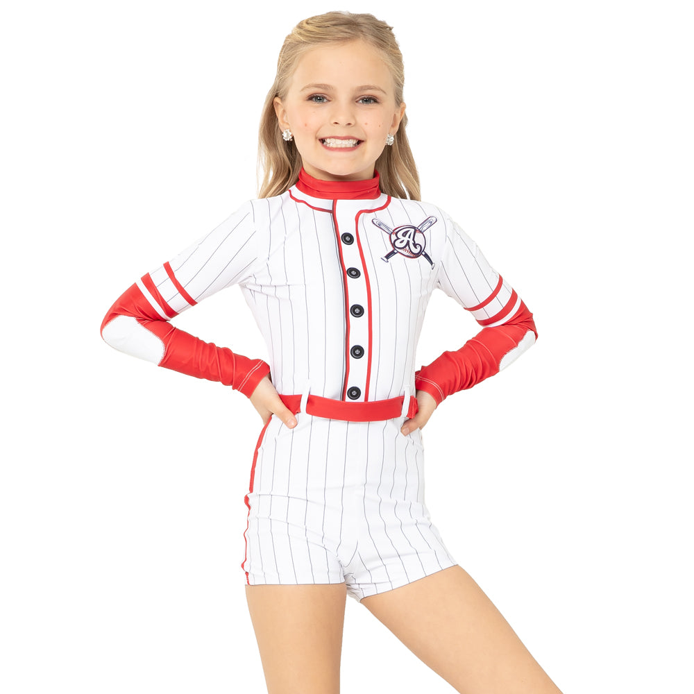 Youth Baseball Strike Out Pin Stripe Biketard