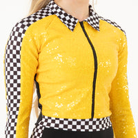 Checkered Long Sleeve Biketard