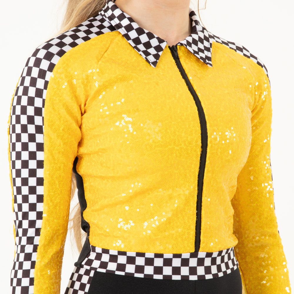 Checkered Long Sleeve Biketard