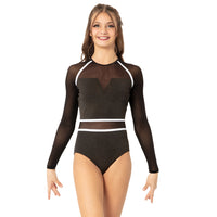 I Will Survive Colorblock Mesh Long Sleeve Leotard