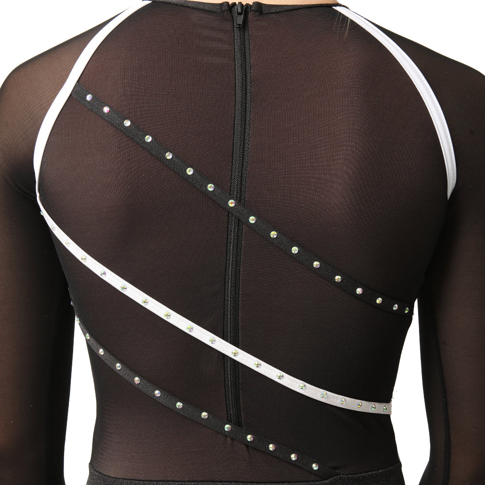 I Will Survive Colorblock Mesh Long Sleeve Leotard