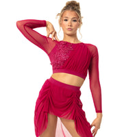 Criss Cross Back Long Sleeve Crop Top with Applique