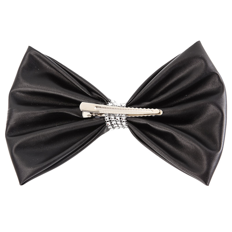 Large Leatherette Bow with Contrast Trim