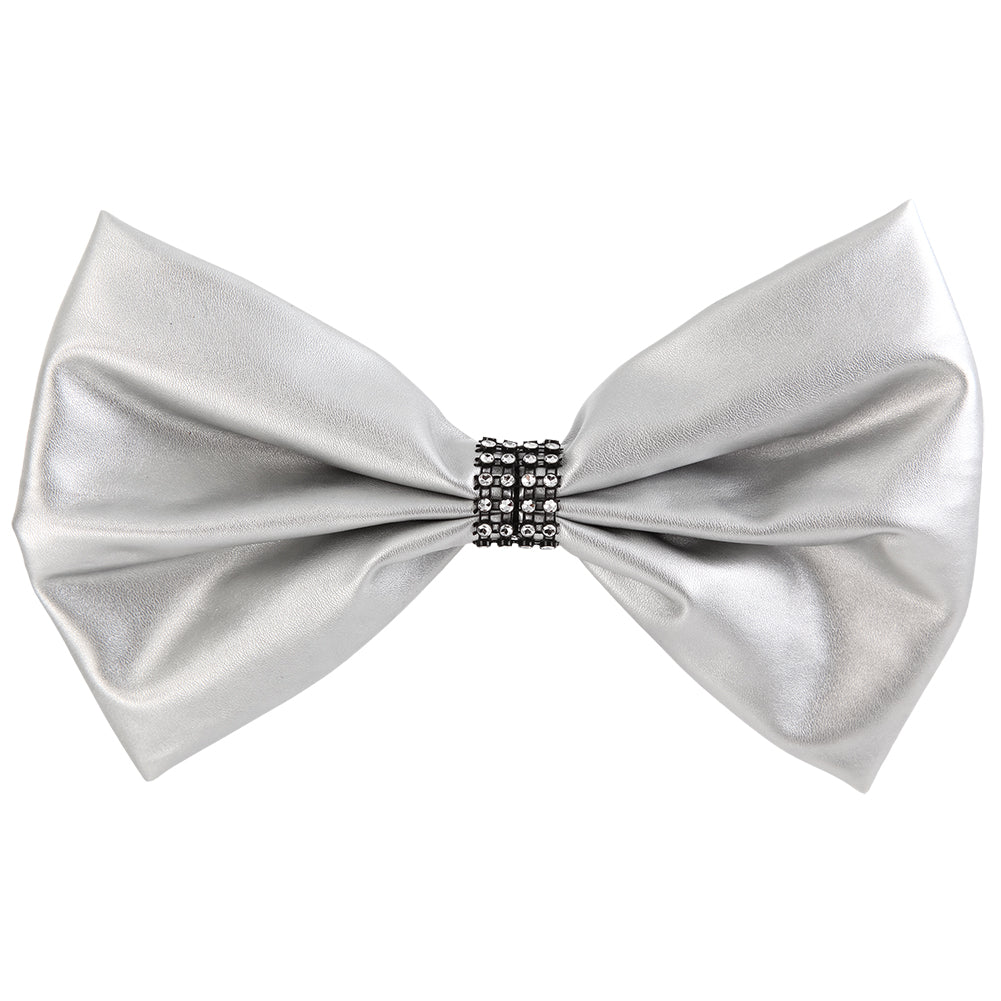 Large Leatherette Bow with Contrast Trim