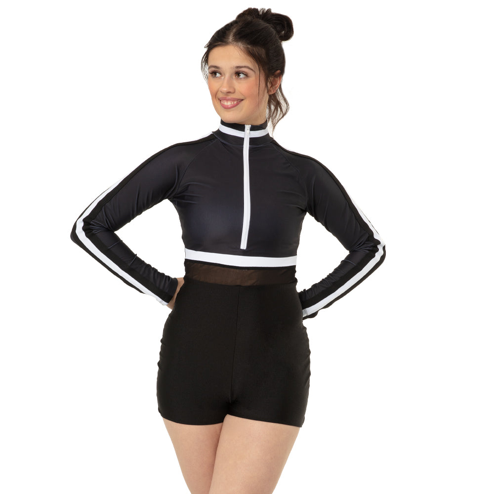 Dynamic Long Sleeve Stripe Biketard