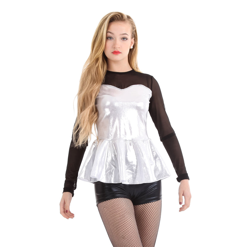 Youth Sweetheart Peplum Long Sleeve Top