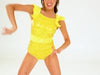 Fancy Ruffle Sleeve Sequin Leotard