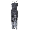 Newspaper Leopard Merge Dress with Slit